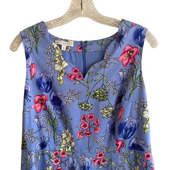 TALBOTS 6P Dress Floral Scalloped Neckline Blue Fit and Flare - Picture 4 of 15